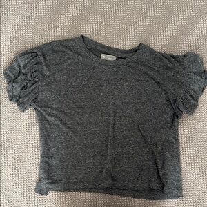 Women's Gray Ruffle Sleeve Top